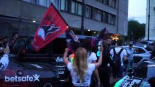 Josh Cartu throwing out free IPhones at Budapest during Gumball 3000 Dublin to Bucharest 2016