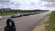 Exterior flyby Bugatti Veyron 16:4 vs Ferrari 599 GTO at GTBOARD.com Event May 2013