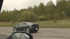 Tuned Nissan GTR E85, ECU + exhaust vs Lamborghini Huracan LP610-4