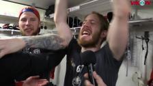Västervik till Hockeyallsvenskan, firande i omklädningsrummet och intervjuer