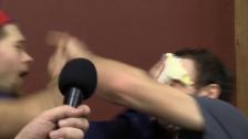 Joacim Hedblad firar med tårta efter seriesegern